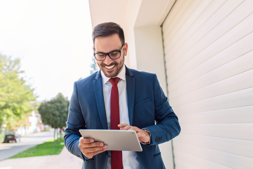 A sales representative doing door-to-door sales